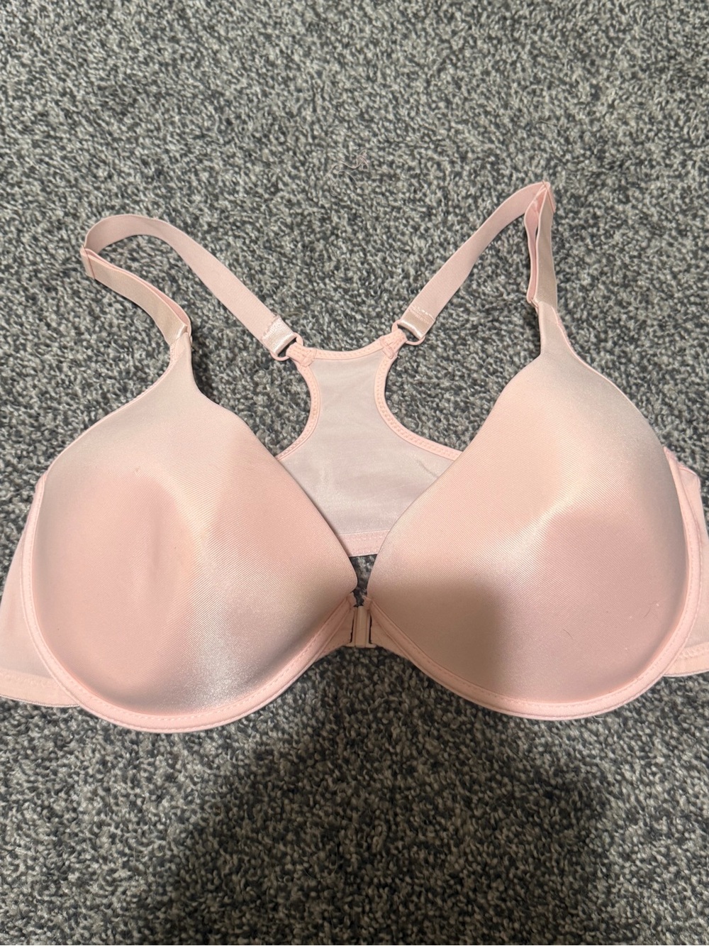 Front-Closure Racerback T-Shirt Bra in Light Pink